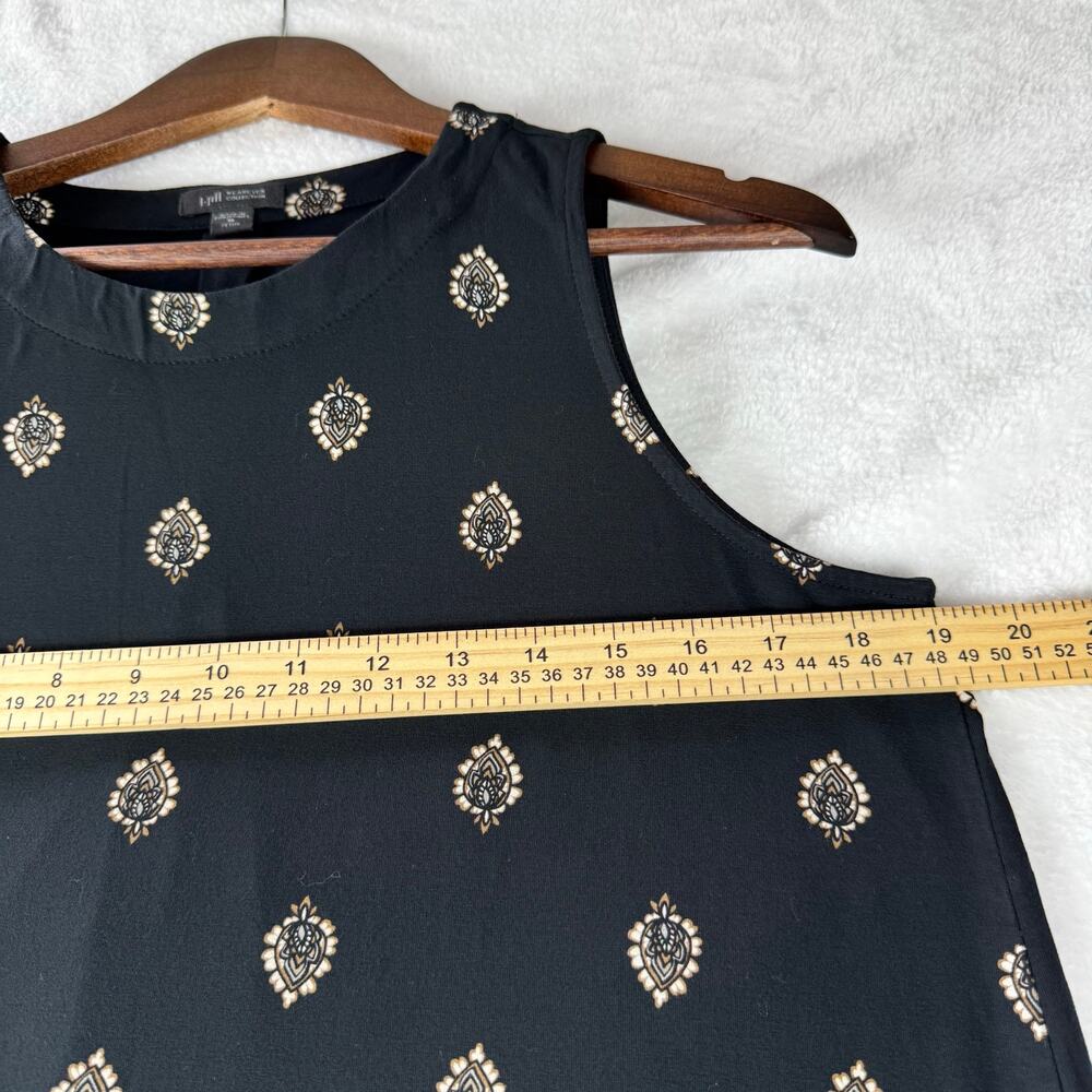 J.Jill Dress MED Black Maxi Swing Medallion Print stretch Cottagecore  Dress - Picture 7 of 11